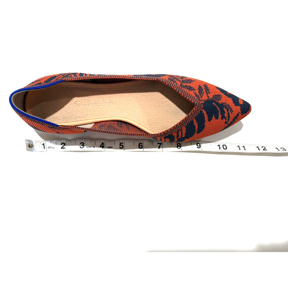 Rothy’s The Point Flats 9.5 Sunset Floral Orange Navy Washable Slip Ons - Picture 6 of 8